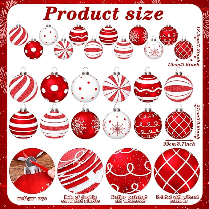 Huwena 24 Pcs Christmas Outdoor Decorations Hanging Ornaments Christmas Yard Signs Double Sided Lawn Decorations for Xmas Party Porch Lawn Decor(Elegant Style)