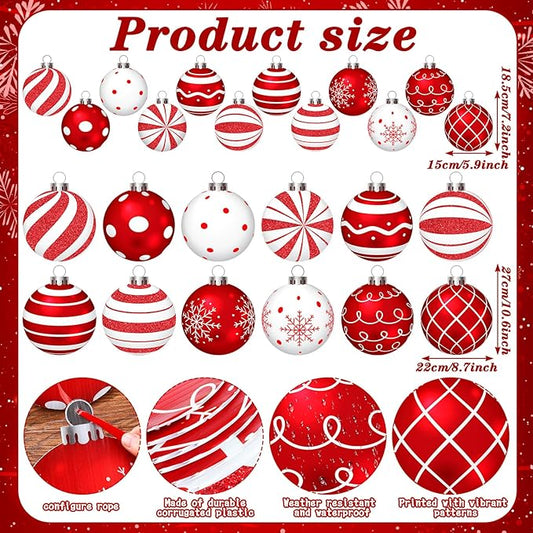 Huwena 24 Pcs Christmas Outdoor Decorations Hanging Ornaments Christmas Yard Signs Double Sided Lawn Decorations for Xmas Party Porch Lawn Decor(Elegant Style)