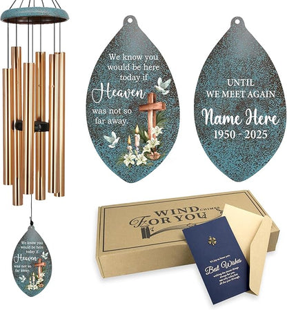 ASTARIN Memorial Wind Chimes Personalized, Memorial Gifts Wind Chimes for Loss of Loved One, Sympathy Gifts Cross Wind Chime, Windchimes in Memory of a Loved One(Produced in USA)