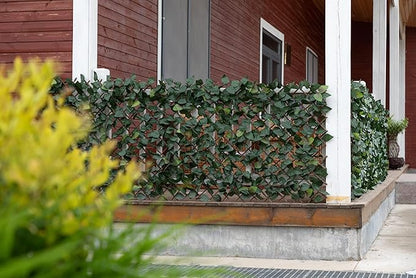 DOEWORKS Expandable Fence Privacy Screen for Balcony Patio Outdoor, 2PCS Faux Ivy Fencing Panel for Backdrop Garden Backyard Home Decorations