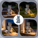 Solar Watering Cat Garden Statues Decor Waterproof Figurine Resin Sculpture Gift for Mom Grandma, Outdoor Decorations for Porch Patio Lawn Yard Home House Gardening Birthday Housewarming (Cat)