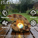 Solar Chameleon Garden Statues Decor for Outdoor, Khaki Chameleon Figurine Lights for Lawn Patio Yard Decoration - Unique Christmas Housewarming Gifts for Grandma Wowen Mom