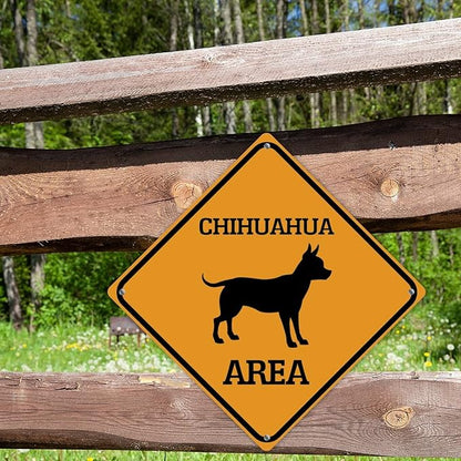 Chihuahua Crossing Xing Sign Beware of Chihuahua Dog Metal Sign Chihuahua Funny Warning Sign Crossing Zone Sign for Farm Yard Front Door Indoor Outdoor Street Sign 12x12in