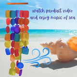 Bellaa Handmade Wind Chimes Outdoor, Musical, Garden Decorations, Beach, Ocean, Breeze, Gifts for Mom, Outside Windchimes, 63pcs, Capiz, Shells, Sea, Glass, Wood 1 Rainbow