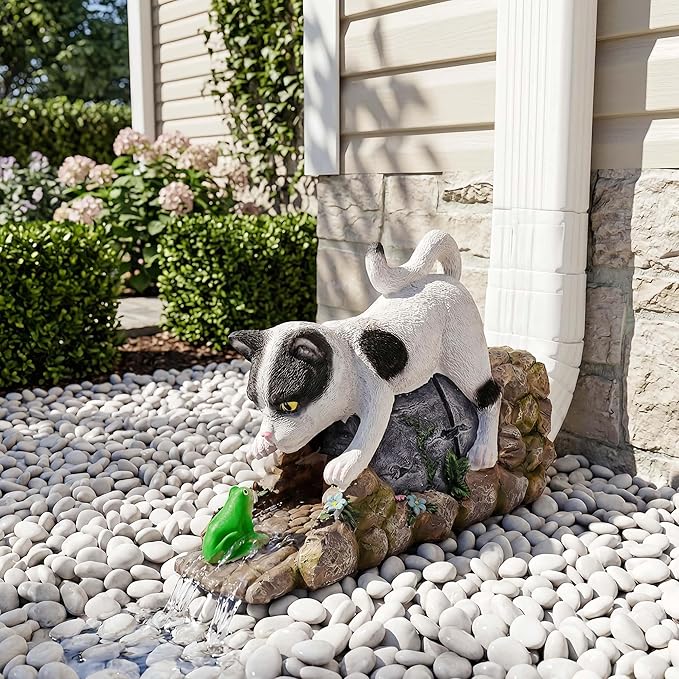 Cat Gutter Downspout Extender Statue, Outdoor Decor Sculpture Ornament, Decorative Gutter Extension, Splash Block, Downspout Diverter, Eco-Friendly Resin, Perfect for 3"x4" Downspouts