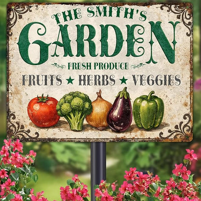 Personalized Garden Signs for Outside Custom Metal Tin Sign for Women, Retro Funny Welcome Metal Sign for Patio, Yard Rustic Home Decor Gifts for Mothers Day, Grandmas, and Gardening Lovers