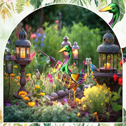 Moxweyeni Mallard Duck Garden Statues, 14.5 Inch Outdoor Duck Metal Yard Decorations, Vivid Mallard Decoys Animal Statues for Indoor Outdoor Garden Pond Backyard Lawn Decoration