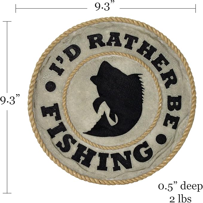 Spoontiques - Garden Décor - I'd Rather Be Fishing Stepping Stone - Decorative Stone for Garden