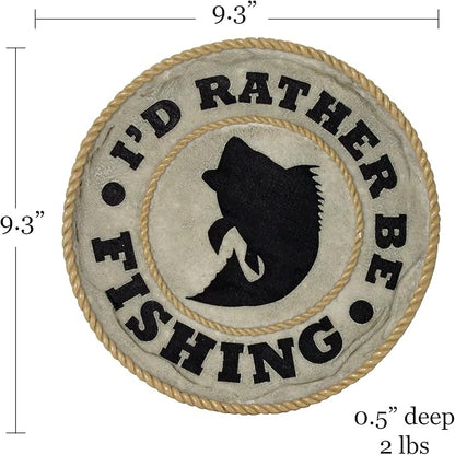 Spoontiques - Garden Décor - I'd Rather Be Fishing Stepping Stone - Decorative Stone for Garden