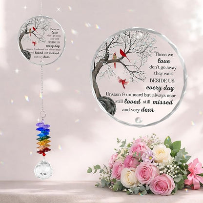 Memorial Suncatcher Ornament Sympathy Gift for Loss of Loved One - Crystal Rainbow Maker - Those we Love Don't go Away - Hanging Crystal Decor - Loss of Family Pet