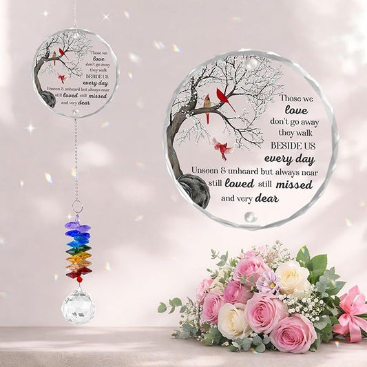 Memorial Suncatcher Ornament Sympathy Gift for Loss of Loved One - Crystal Rainbow Maker - Those we Love Don't go Away - Hanging Crystal Decor - Loss of Family Pet
