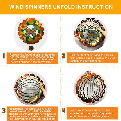 Butterfly Wind Spinners Hanging for Yard and Garden,12 inch 3D Metal Sunflower Outdoor Wind Sculptures Decor Birthday Gifts for Women Mom, Grandma, Gardening for Patio, Lawn, Balcony Porch Decorations