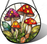 DASTOLL Stained Glass Window Hanging, Mushroom Leaves Suncatcher for Doors Home Sun Catchers Decoration and Christmas, Mother's Day Birthday Gifts for Women, Men, and Mom 7.8 in