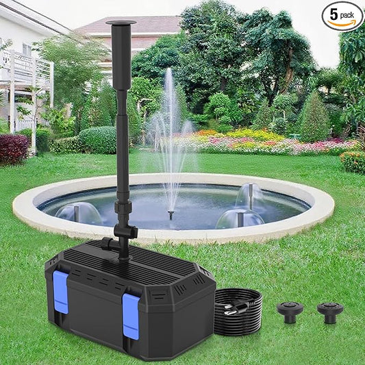 Pond Filter with Pump Fountain Kits | 550GPH Pond Filter with Pond Pump & Fountain Kit | 3 Spray Patterns | Water Feature | Koi Pond Filters for Outdoor Ponds 350-500 Gal