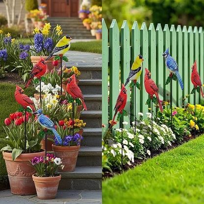 5 Pack Birds Metal Decorative Garden Stakes - 20 Inch Shaker Patio Decor Art and Rust Resistant Metal Garden Decor for Indoor and Outdoor Decor - Perfect for Patio and Lawn Ornaments