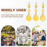 M METERXITY 10PCS Crystal Suncatcher 2 Leaves Prisms Pendants Ornament, 38mm Chandelier Hanging Crystal Sun Catcher Beads for Home Garden Windows Wedding DIY Decoration [Yellow]