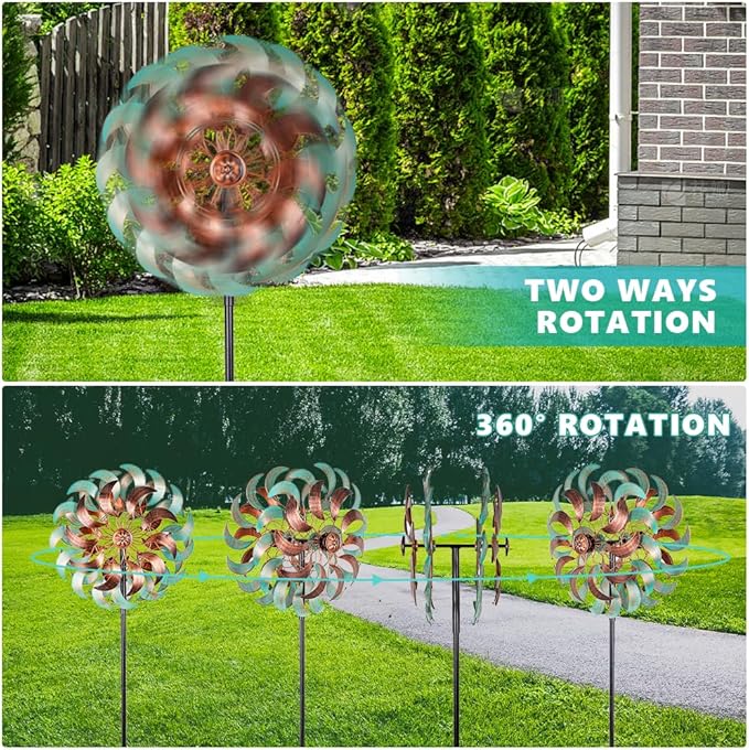 DREAMSOUL 360° Wind Spinners Outdoor, Metal Wind Spinner 64 Inch Windmill for Yard Garden Outdoor Decor