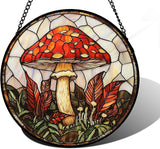 DASTOLL Stained Glass Window Hanging, Big Red Mushroom Suncatcher for Doors Home Sun Catchers Decoration and Christmas, Mother's Day Birthday Gifts for Women, Men, and Mom 7.8 in