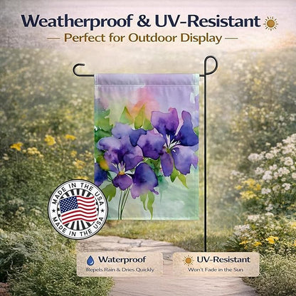 Caroline's Treasures New Jersey Violet in Watercolor Garden Flag Mailbox Flag Decorative Yard Flag Banner Outside Patio Artwork Yard Flower Beds, Garden Size, Multicolor