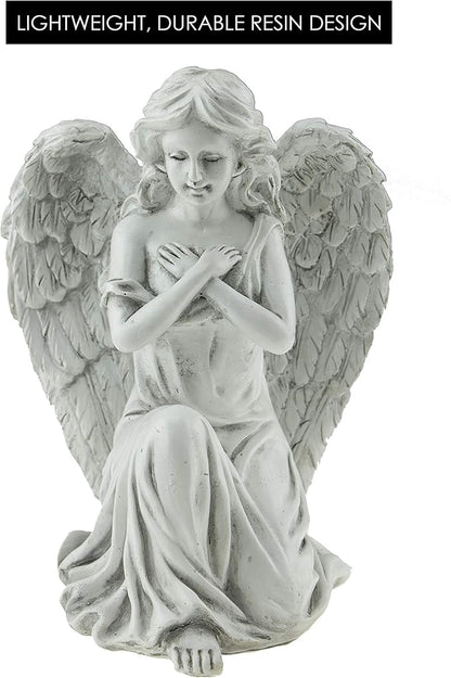 Angel Resin Garden Statue | Outdoor Indoor Figurine Gift Decoration for Home Décor, Patio, Yard, and Garden