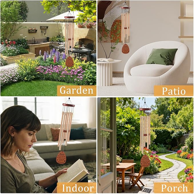 Aunt Gifts Wind Chime - Aunt Birthday Christmas Mother's Day Thanskgiving Gifts for from Niece Nephew, Auntie Wind Chimes for Outside Garden Patio Porch Decor