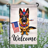 BlissYard Welcome Patriotic German Shepherd Garden Flag 12x18 Inch Double Sided Vertical Polyester Small Yard Flag American Flag Dog Outdoor Decor Lawn Garden Banner 4th of July Independence Day Decoration