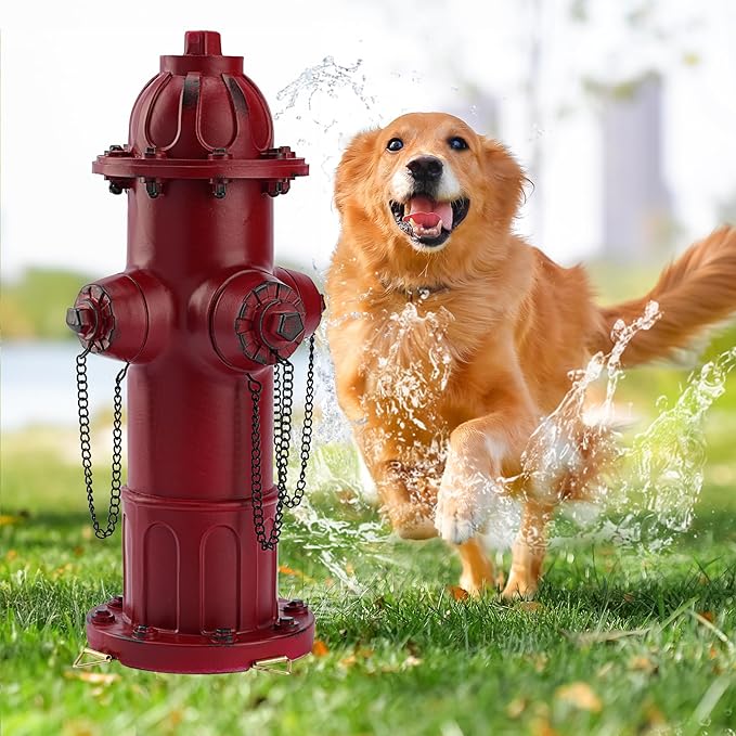 Realistic Resin Fire Hydrant Statue for Potty Training Dogs - Dog Fire Hydrant Pee Post, Weather-Resistant Garden Decor,Outdoor Garden & Lawn Ornament(Suitable for Any Size Dog;21In;Retro Red)