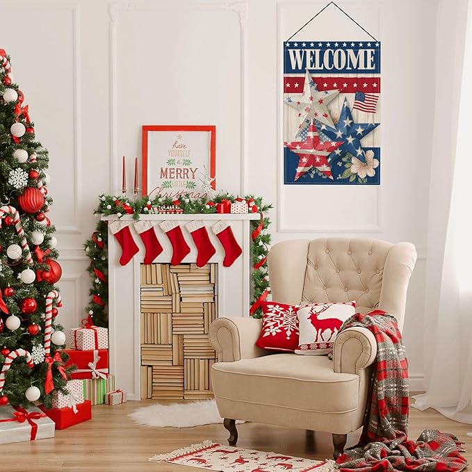 4th of July Garden Flag Seasonal Double Sided 12 x 18 Inch Small Yard Flag for Indoor Outdoor Decor Holiday All Seasons