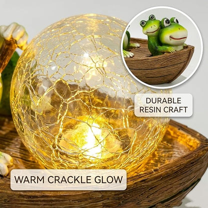 Rezpuao Garden Statue of Frog,Garden Decor Frog Figurine,Frogs Outdoor Statue,Solar Decor for Patio,Balcony,Yard,Lawn Ornament