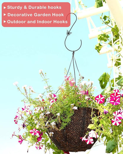 PACETAP Bird Feeders Hanger 12-Inch, 2PCS Metal Hummingbird Feeder Hook, Heavy Duty Plant Hangers Outdoor for Hanging Plants, Wind Chimes, Christmas Ornaments and More (Black)