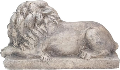 22.5" Gray Lying Down Lion Outdoor Garden Statue