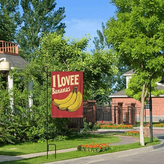 I Love Bananas Garden Flag Double Sided Flags For Room Outside Yard Flag Outdoor Banner Wall Art Hanging 28"X40"