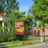 I Love Bananas Garden Flag Double Sided Flags For Room Outside Yard Flag Outdoor Banner Wall Art Hanging 12.5"X18"