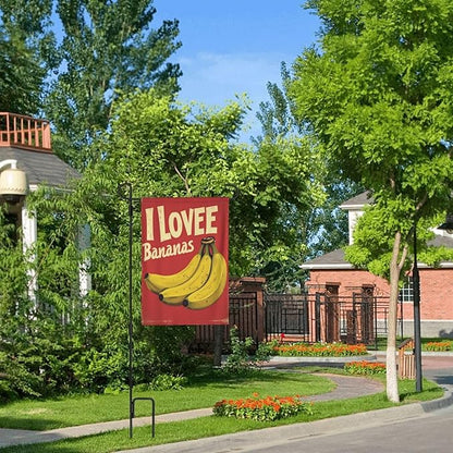 I Love Bananas Garden Flag Double Sided Flags For Room Outside Yard Flag Outdoor Banner Wall Art Hanging 12.5"X18"