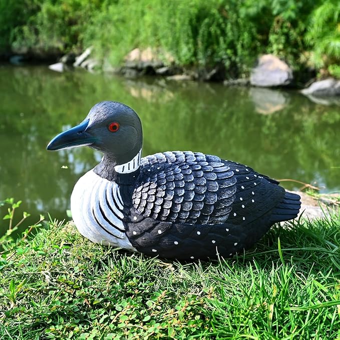 Loon Outdoors Bird Garden Decor: Backyard Birds Statues Cute Decorative Sculpture Lawn Ornament Small Realistic Duck Figurine Yard Decoration Rustic Outside Home Patio Gifts for Mom Women