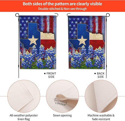 Texas Garden Flag Seasonal Double Sided 12 x 18 Inch Small Yard Flag for Indoor Outdoor Decor Holiday All Seasons