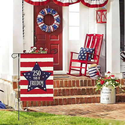 250 Years America Anniversary Garden Flag, Double-sided 250 YEARS OF FREEDOM Patriotic 4th of July Yard Sign for Outdoor Independence Day Decoration