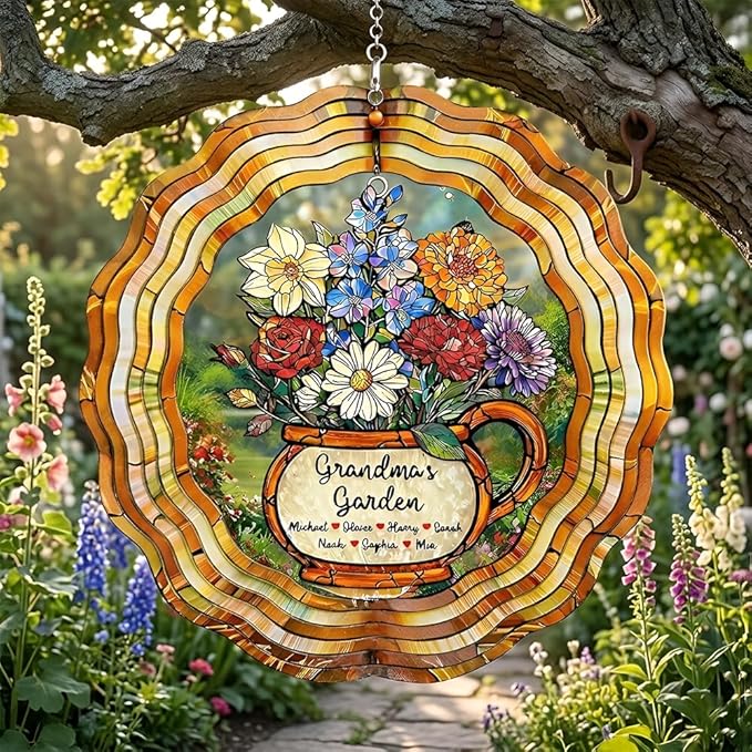Personalized Mother's Day Wind Spinner for Mom Grandma, Mama Grandma Gifts Mothers Day Christmas, Floral Garden Decor Gift, Outdoor Yard Hanging Ornament 5