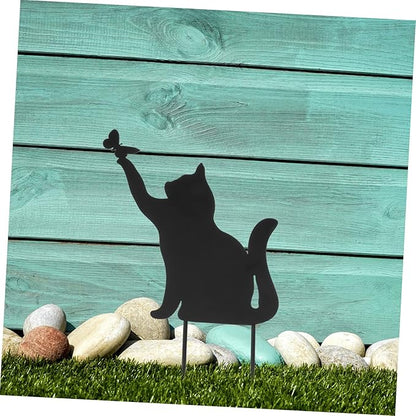 GANAZONO Iron Wool Decoration Outdoor Sign Kitten Ornament Outdoor Ornament Metal Animal Stakes Art Garden Statue Decor Decoration Lawn Art Decoration Cat
