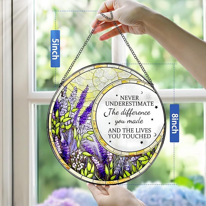 Thank You Gifts, Stained Glass Suncatcher Ornament, Window Hanging, Going Away/Goodbye, Appreciation, Retirement Gifts for Women, Men, Coworker, Boss, Friend | Retirement Party Decorations - Style K