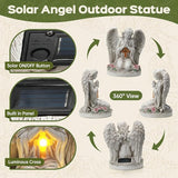 Solar Angel Garden Statue Outdoor Decor Cemetery Decorations for Grave Praying Angel Figurines with LED Light for Outdoor Lawn Yard Patio Decor Memorial Gifts for Women, Mom, Grandma