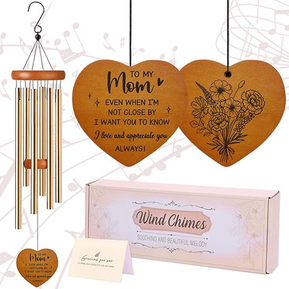 Mom Gifts Wind Chime - Metal Windchimes Indoor Outdoor Hanging Decor Waterproof Garden Patio Decoration Appreciation Mother's Day Birthday Gift for Best Mama Mother in Law from Daughter Son