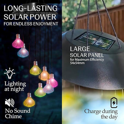 Upblend Outdoors Solar Hanging Decoration for Outside – Color Changing LED Decoration for Outdoor, Solar Chimes Outdoor Waterproof, Light Decor for Outside – Diamond, Gold
