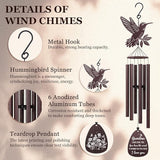 SteadStyle Grandma Gift, Unique Grandmother Gifts from Granddaughter Grandson for Birthday, Christmas, Mother's Day, Thanksgiving, Large Size Hummingbird Wind Chime 37 in Garden Patios Decor