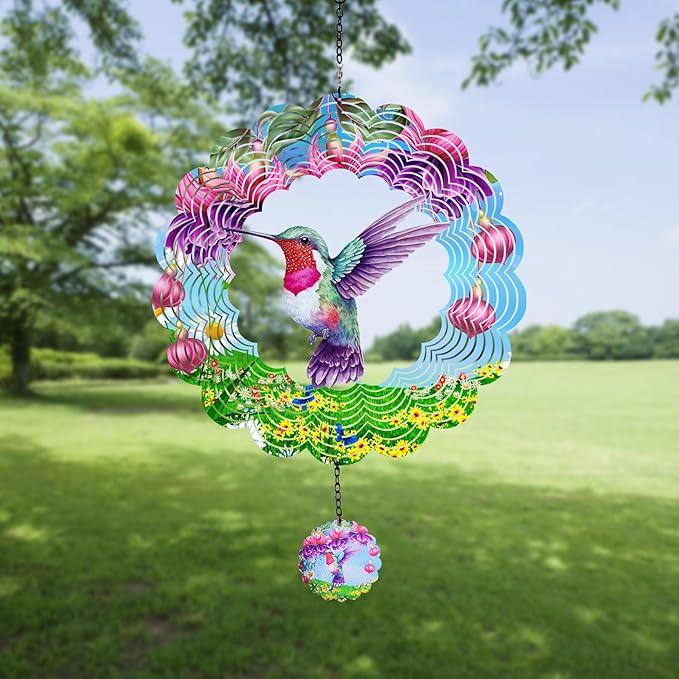 Hummingbirds Wind Spinners,Hanging Decor,Outdoor Garden,Wind Chimes for Outside, Spinners Decor,Ornaments Kinetic Yard Art, Unique Gifts for Women, Mother's Day Decorations