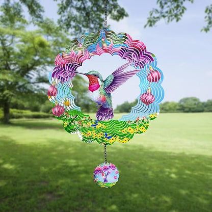 Hummingbirds Wind Spinners,Hanging Decor,Outdoor Garden,Wind Chimes for Outside, Spinners Decor,Ornaments Kinetic Yard Art, Unique Gifts for Women, Mother's Day Decorations