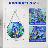 Stained Glass Window Hanging, Hyacinth Suncatcher 7.8 in Sun Catcher Glass Panel Boho Wall Art Decor with Chain Diamond Glass Panel Hangings Scenery Sun Catchers Decor for Lover Couple Mom
