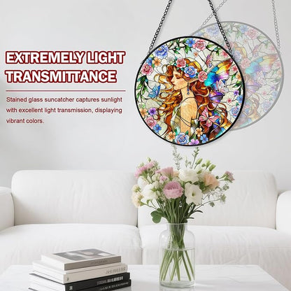 Spirits Stained Glass, Suncatcher for Window Hanging, Decoration for Window Sun Catcher Wall Art for Mom Grandma, Gifts for Spirits Lovers, for Home Yard Office Decor