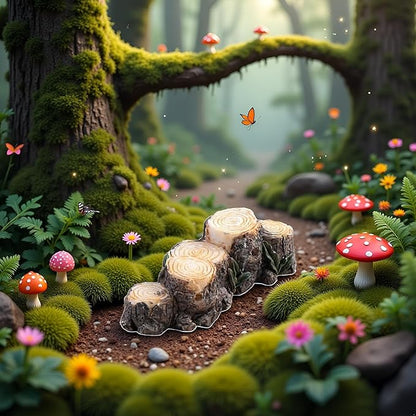 Miniature Resin Stump Micro Landscape Fairy Garden Ornament Mini Doll House Outdoor Landscape Decor Outdoor Statues Garden Sculptures Decor Landscape