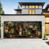 Garage door banner cover, 6x13 ft stone walls and waterfalls background, Large Outdoor Backyard Landscape Decoration (Stone-wall-Waterfall)